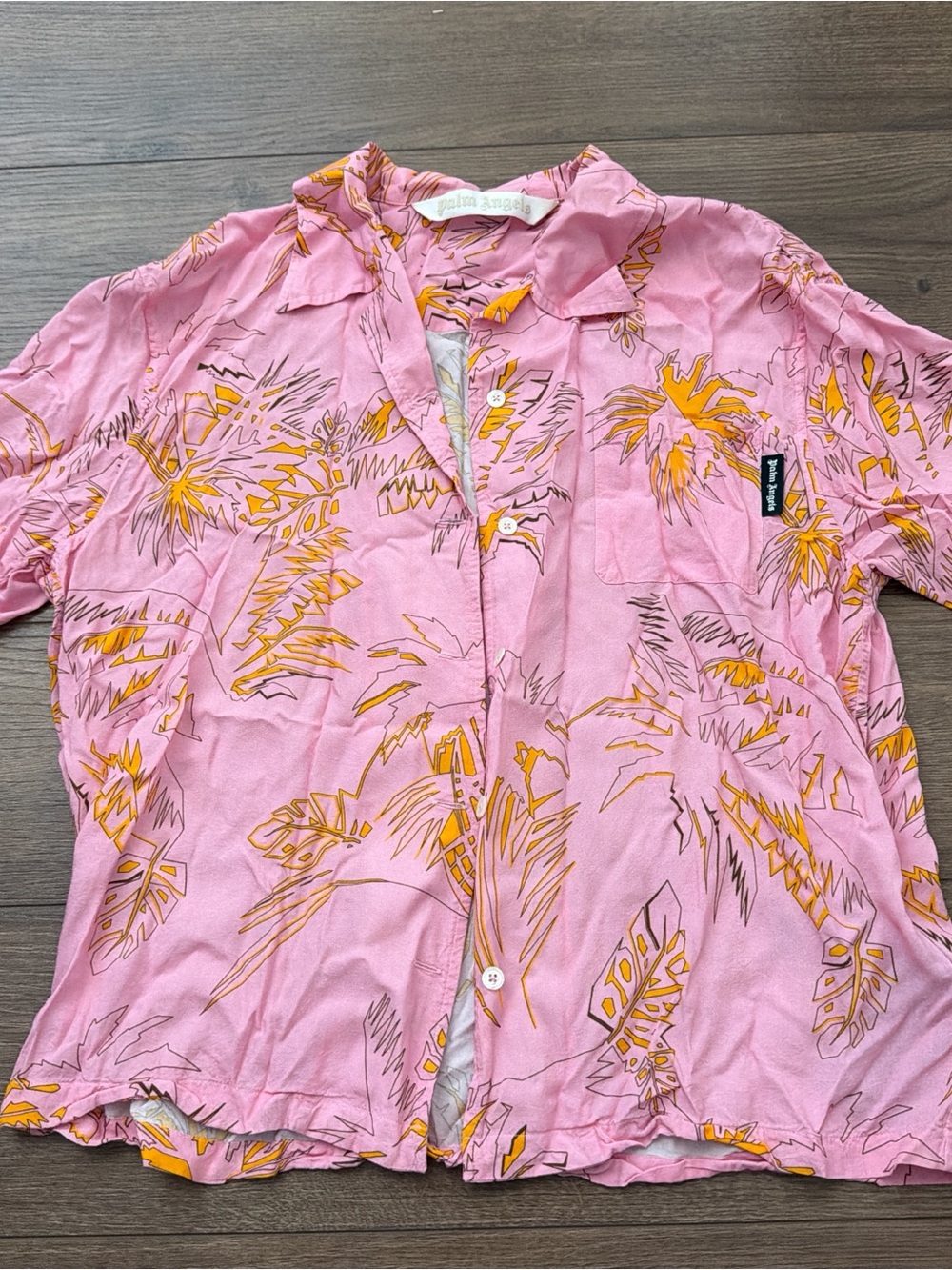 Palm Angels Pink & Yellow Tropical Button-Down Shirt